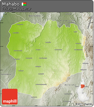 Physical Map of Mahabo, semi-desaturated