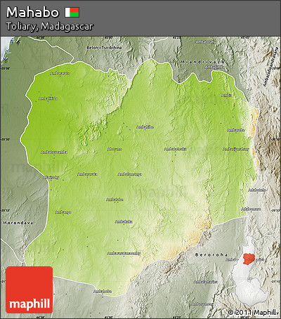 Physical Map of Mahabo, semi-desaturated