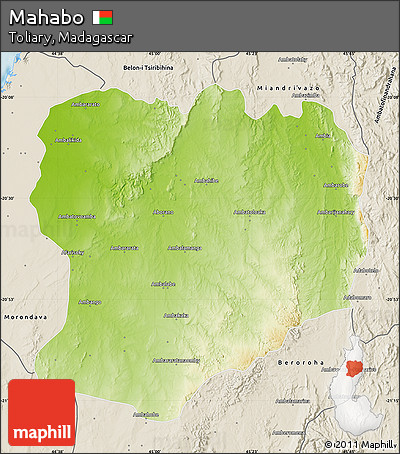 Physical Map of Mahabo, shaded relief outside