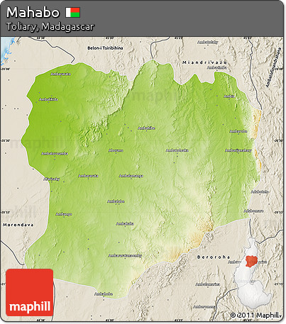 Physical Map of Mahabo, shaded relief outside