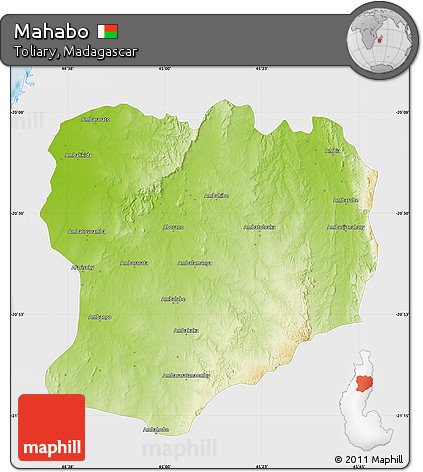 Physical Map of Mahabo, single color outside