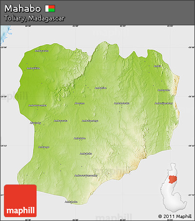 Physical Map of Mahabo, single color outside