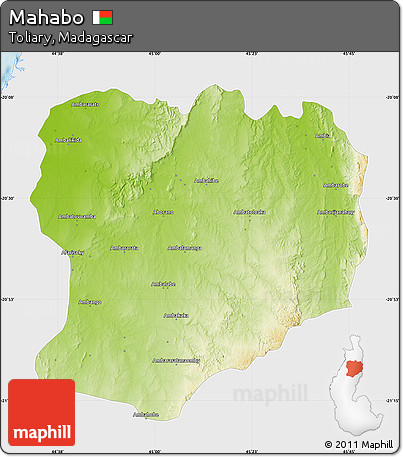 Physical Map of Mahabo, single color outside