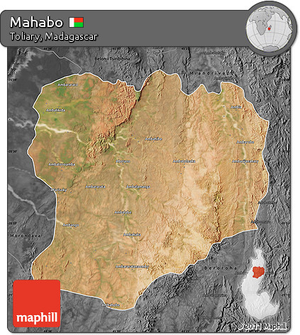 Satellite Map of Mahabo, darken, desaturated