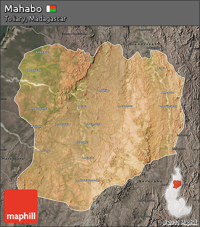 Satellite Map of Mahabo, darken, semi-desaturated