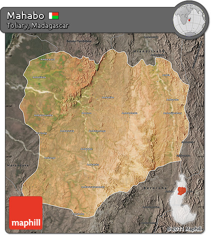 Satellite Map of Mahabo, darken, semi-desaturated