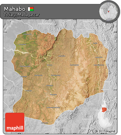 Satellite Map of Mahabo, lighten, desaturated