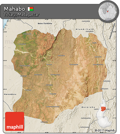 Satellite Map of Mahabo, shaded relief outside