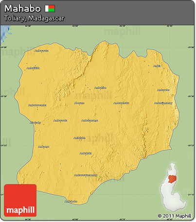 Savanna Style Map of Mahabo, single color outside