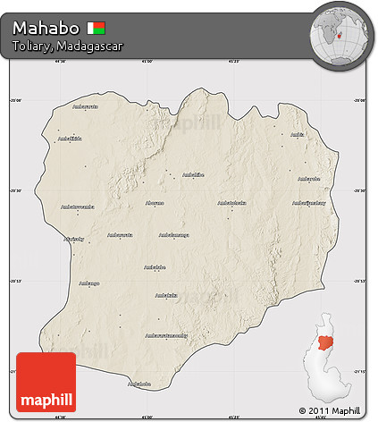 Shaded Relief Map of Mahabo, cropped outside