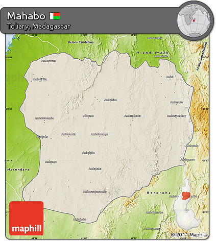 Shaded Relief Map of Mahabo, physical outside