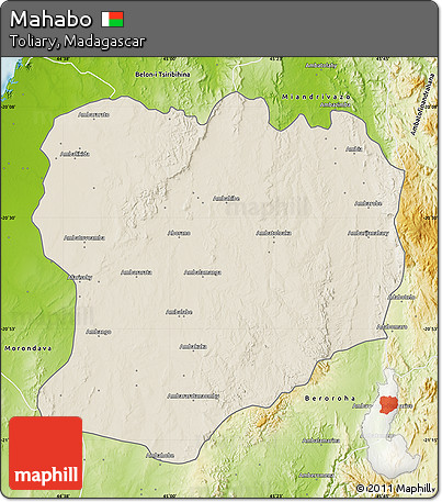 Shaded Relief Map of Mahabo, physical outside