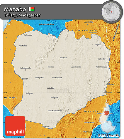 Shaded Relief Map of Mahabo, political outside