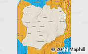 Shaded Relief Map of Mahabo, political outside