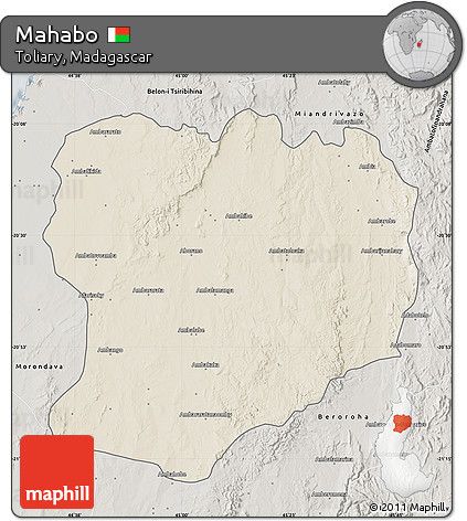 Shaded Relief Map of Mahabo, semi-desaturated
