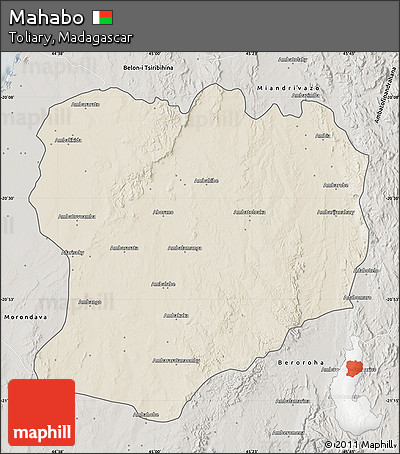 Shaded Relief Map of Mahabo, semi-desaturated