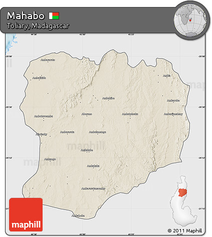 Shaded Relief Map of Mahabo, single color outside