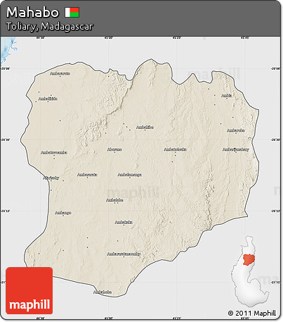 Shaded Relief Map of Mahabo, single color outside