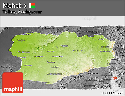 Physical Panoramic Map of Mahabo, darken, desaturated