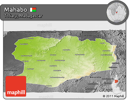 Physical Panoramic Map of Mahabo, darken, desaturated