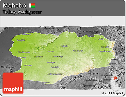 Physical Panoramic Map of Mahabo, darken, desaturated