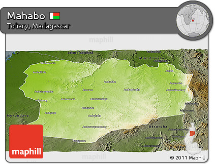 Physical Panoramic Map of Mahabo, darken