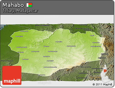 Physical Panoramic Map of Mahabo, darken
