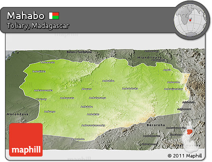 Physical Panoramic Map of Mahabo, darken, semi-desaturated