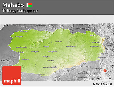 Physical Panoramic Map of Mahabo, desaturated