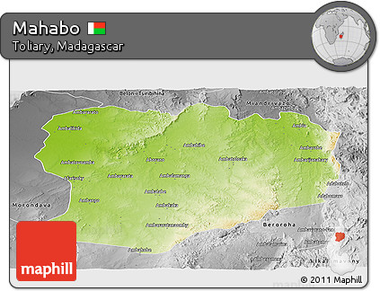 Physical Panoramic Map of Mahabo, desaturated