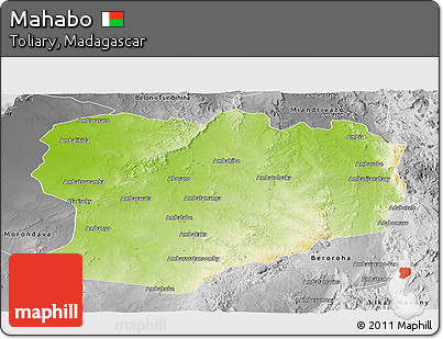 Physical Panoramic Map of Mahabo, desaturated