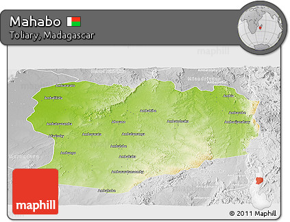 Physical Panoramic Map of Mahabo, lighten, desaturated