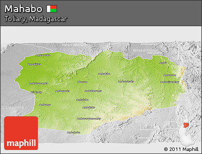 Physical Panoramic Map of Mahabo, lighten, desaturated