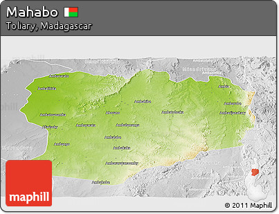 Physical Panoramic Map of Mahabo, lighten, desaturated