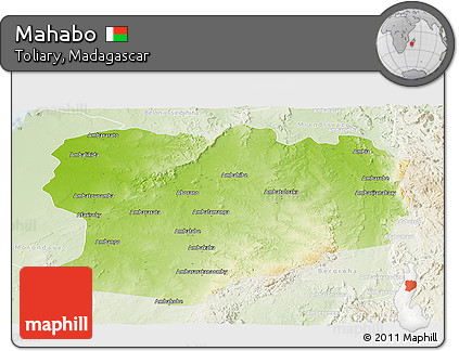 Physical Panoramic Map of Mahabo, lighten