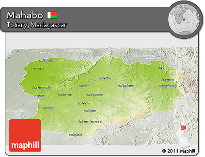 Physical Panoramic Map of Mahabo, lighten, semi-desaturated