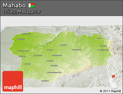 Physical Panoramic Map of Mahabo, lighten, semi-desaturated
