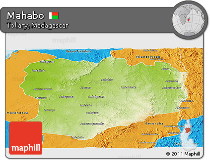Physical Panoramic Map of Mahabo, political outside
