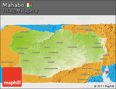Physical Panoramic Map of Mahabo, political outside