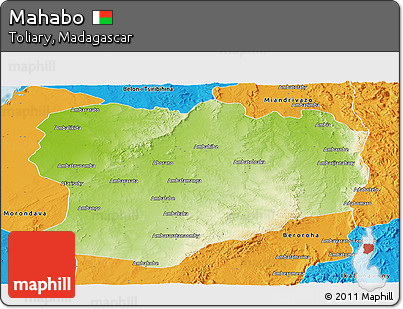 Physical Panoramic Map of Mahabo, political outside