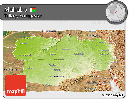 Physical Panoramic Map of Mahabo, satellite outside
