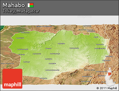 Physical Panoramic Map of Mahabo, satellite outside