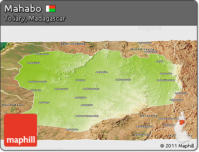 Physical Panoramic Map of Mahabo, satellite outside