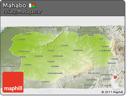 Physical Panoramic Map of Mahabo, semi-desaturated