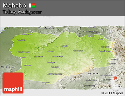 Physical Panoramic Map of Mahabo, semi-desaturated