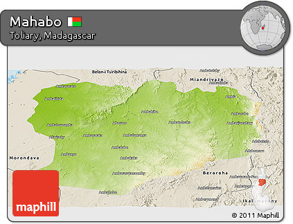Physical Panoramic Map of Mahabo, shaded relief outside