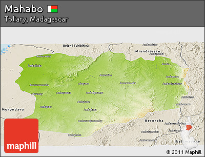 Physical Panoramic Map of Mahabo, shaded relief outside