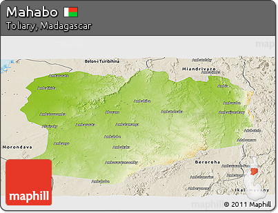 Physical Panoramic Map of Mahabo, shaded relief outside