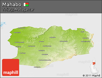 Physical Panoramic Map of Mahabo, single color outside