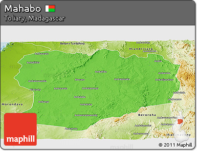 Political Panoramic Map of Mahabo, physical outside